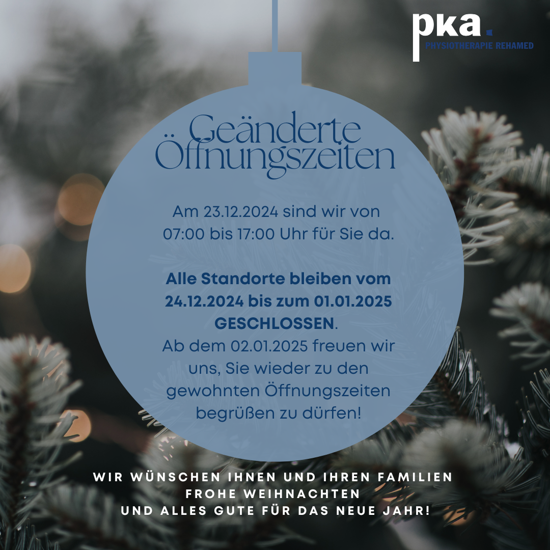 Geänderte Öffnungszeiten Weihnachten 2024 PKA